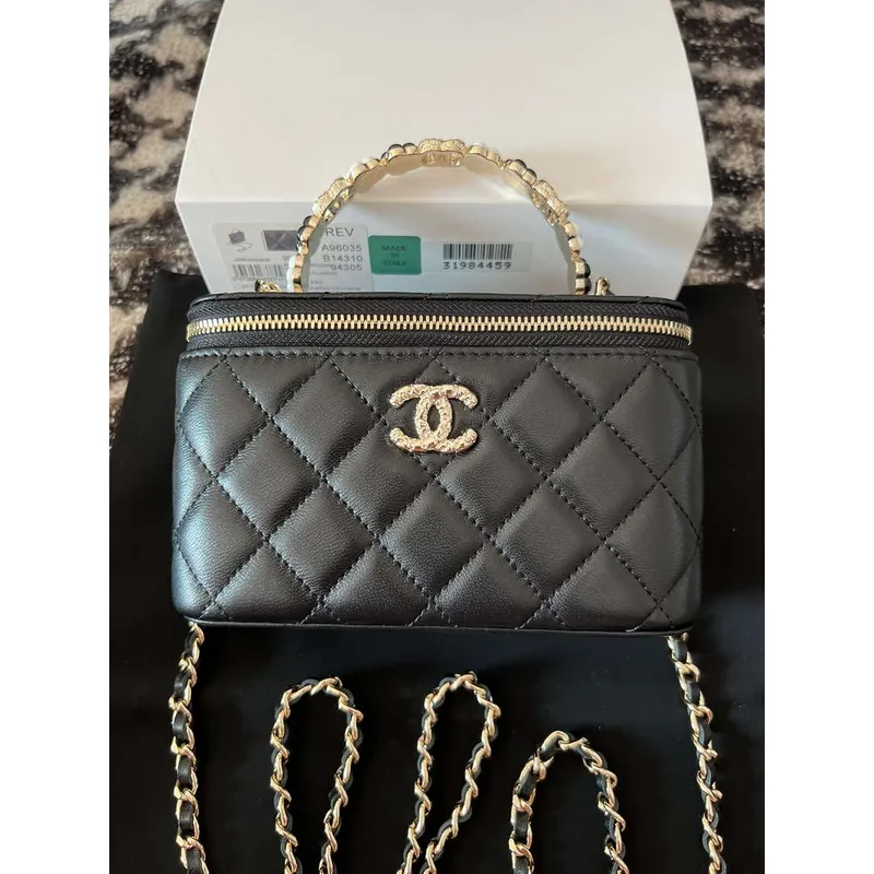 Chanel A96035 CLUTCH Lambskin Vanity Box bag Black