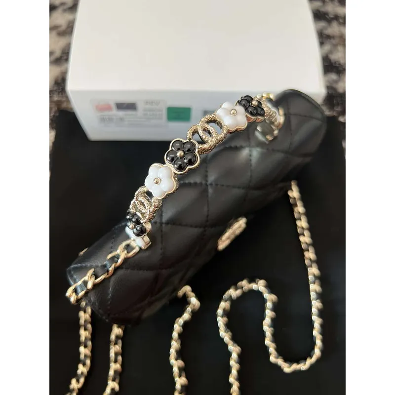 Chanel A96034 Woc Wallet on Chain With Small flower Handle Black Lambskin