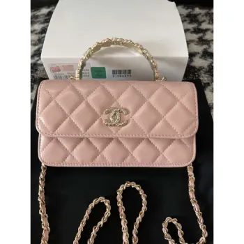 Chanel A96034 Woc Wallet on Chain With Small flower Handle Pink Lambskin
