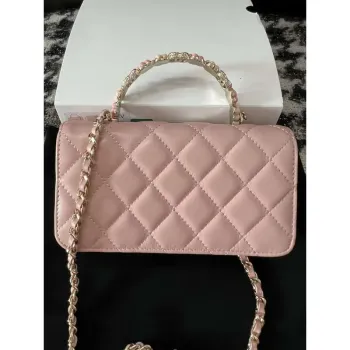 Chanel A96034 Woc Wallet on Chain With Small flower Handle Pink Lambskin