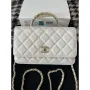 Chanel A96033 Woc Wallet on Chain With Small flower Handle White Lambskin