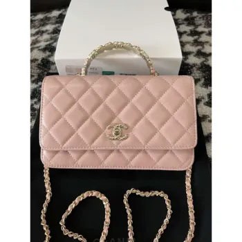 Chanel A96033 Woc Wallet on Chain With Small flower Handle Pink Lambskin