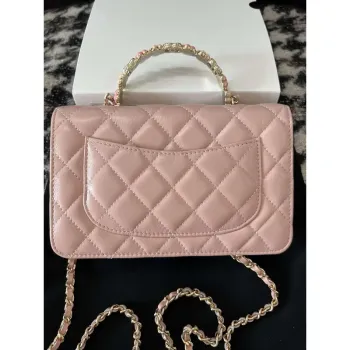 Chanel A96033 Woc Wallet on Chain With Small flower Handle Pink Lambskin