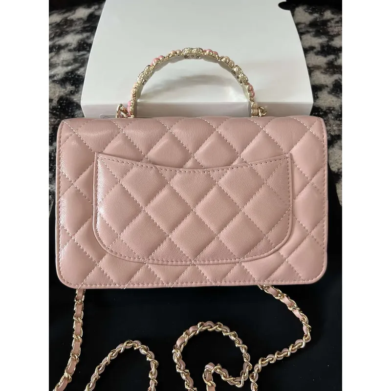 Chanel A96033 Woc Wallet on Chain With Small flower Handle Pink Lambskin