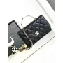 Chanel A96033 Woc Wallet on Chain With Small flower handle Black Shiny Crumpled Lambskin