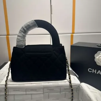 Chanel AS4416 Mini Shopping Bag Velvet gold tone metal Black