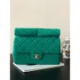 Chanel AS4199 Clutch Wool Jersey & Gold Tone Metal Dark Green