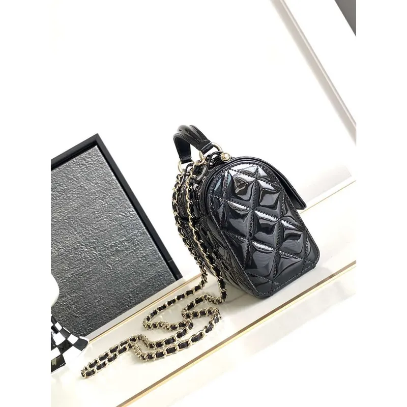 Chanel AS4511 Patent Calfskin & Gold Tone Metal Black