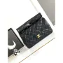 Chanel AS4199 Clutch Lambskin Gold tone Metal Black