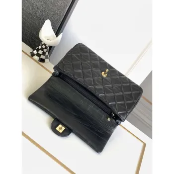 Chanel AS4199 Clutch Lambskin Gold tone Metal Black