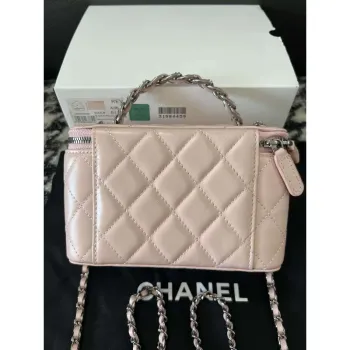 Chanel AP3593 Shiny Crumpled Calfskin Strass & Ruthenium Finish Metal Pink