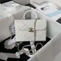 Chanel AS4469 Small BOX Bag Shiny Calfskin & Gold Tone Metal White