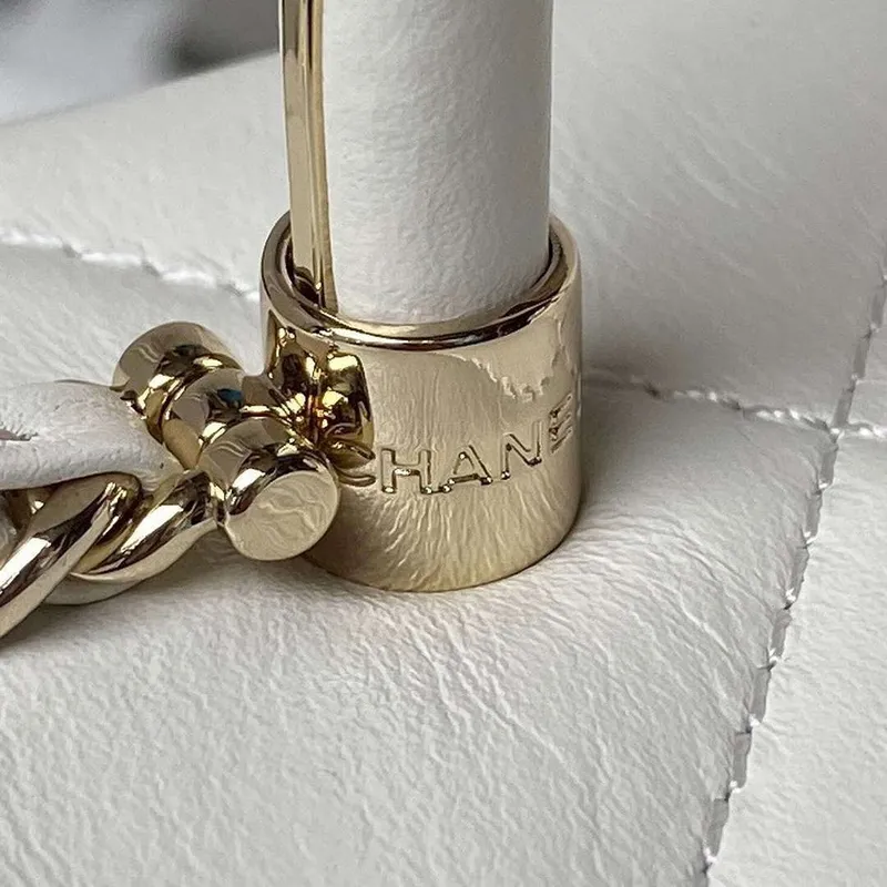 Chanel AS4469 Small BOX Bag Shiny Calfskin & Gold Tone Metal White