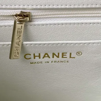Chanel AS4469 Small BOX Bag Shiny Calfskin & Gold Tone Metal White