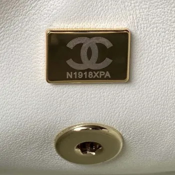 Chanel AS4469 Small BOX Bag Shiny Calfskin & Gold Tone Metal White