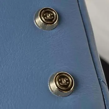 Chanel AS4469 Small BOX Bag Shiny Calfskin & Gold Tone Metal Blue