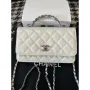 Chanel AP3645 Woc Wallet on Chain White Shiny Crumpled Calfskin Strass & Ruthenium Finish Metal