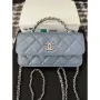 Chanel AP3566 Clutch with Chain Blue Shiny Crumpled Calfskin Strass & Ruthenium Finish Metal