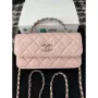 Chanel AP3566 Clutch with Chain Pink Shiny Crumpled Calfskin Strass & Ruthenium Finish Metal
