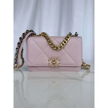 Chanel AP3267 19 Wallet on Chain Woc Shiny Lambskin Pink