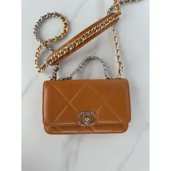 Chanel AP3267 19 Wallet on Chain Woc Shiny Lambskin Brown