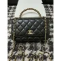 Chanel A68113 Woc Wallet on Chain With Handle Black Shiny Crumpled Calfskin