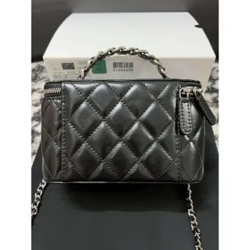 Chanel AP3593 Shiny Crumpled Calfskin Strass & Ruthenium Finish Metal Black