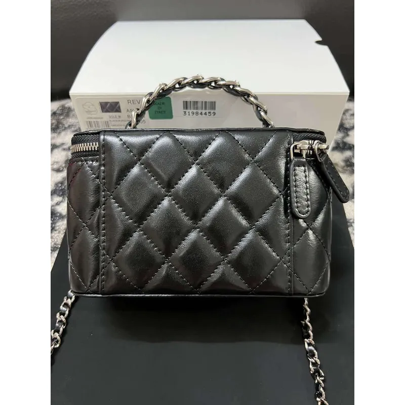 Chanel AP3593 Shiny Crumpled Calfskin Strass & Ruthenium Finish Metal Black
