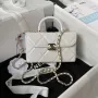 Chanel AS4469 Mini BOX Bag Shiny Calfskin & Gold Tone Metal White