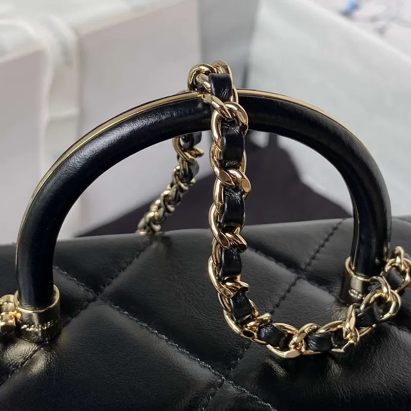 Chanel AS4469 Mini BOX Bag Shiny Calfskin & Gold Tone Metal Black