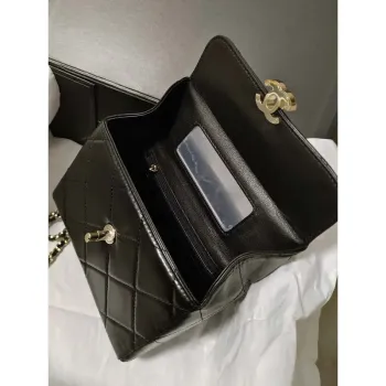 Chanel AS4469 Small BOX Bag Shiny Calfskin & Gold Tone Metal Black