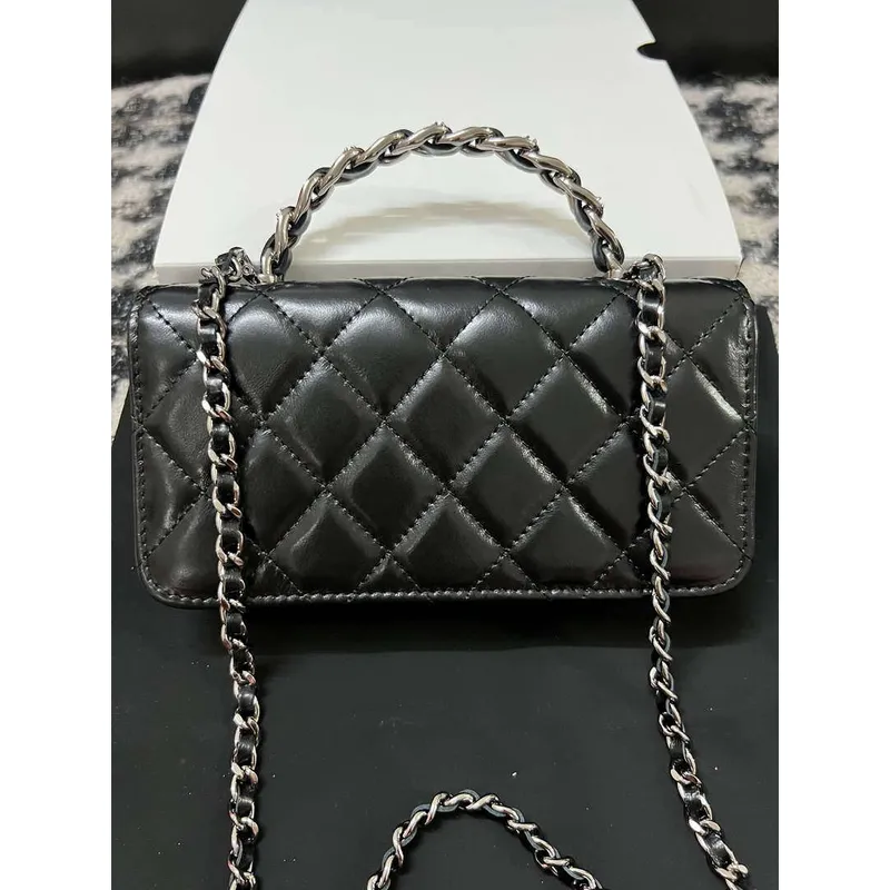 Chanel AP3566 Clutch with Chain Black Shiny Crumpled Calfskin Strass & Ruthenium Finish Metal