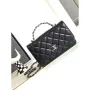 Chanel AP3645 Woc Wallet on Chain Black Shiny Crumpled Calfskin Strass & Ruthenium Finish Metal