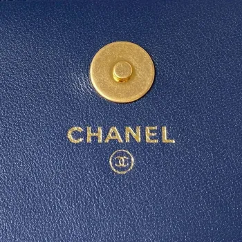Chanel AP3363 Flap Baguette Bag Velvet Navy Blue