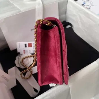Chanel AP3363 Flap Baguette Bag Velvet Wine Red