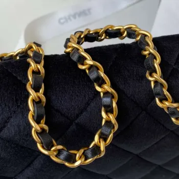 Chanel AP3363 Flap Baguette Bag Velvet Black