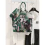 Chanel A66941 Large Tote Printed Velvet Wooden Pearls & Gold Tone Metal Green & Multicolour