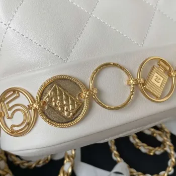 Chanel Small Backpack AS4275 Calfskin & Gold Tone Metal White