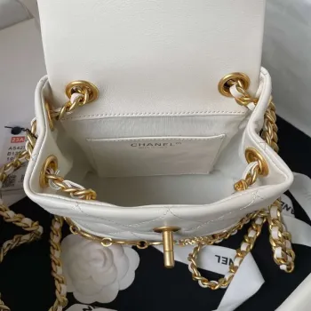 Chanel Small Backpack AS4275 Calfskin & Gold Tone Metal White