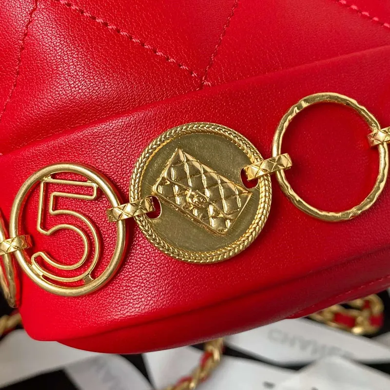 Chanel Small Backpack AS4275 Calfskin & Gold Tone Metal Red