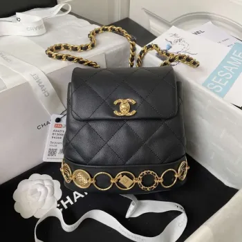 Chanel Small Backpack AS4275 Calfskin & Gold Tone Metal Black