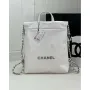 Chanel 22 Backpack AS3859 Shiny White Calfskin With Silver