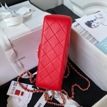 Chanel 23K AS2431 Mini flap Lambskin bag with top handle Red