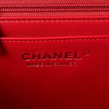 Chanel 23K AS2431 Mini flap Lambskin bag with top handle Red
