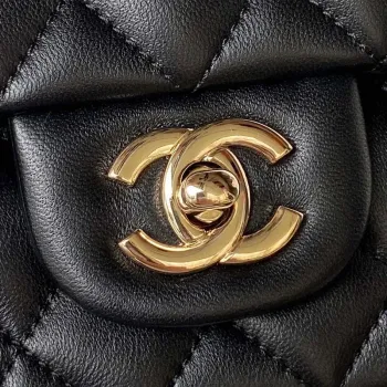 Chanel 23K AS2431 Mini flap Lambskin bag with top handle Black