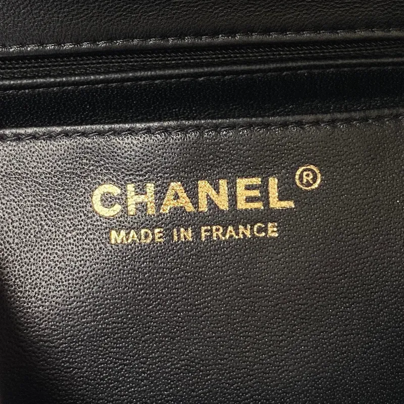 Chanel 23K AS2431 Mini flap Lambskin bag with top handle Black