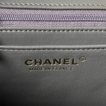 Chanel 23K AS2431 Mini flap Lambskin bag with top handle Gray