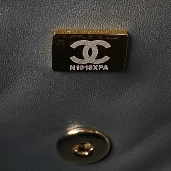 Chanel 23K AS2431 Mini flap Lambskin bag with top handle Gray