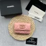 Chanel AP1790 19 flap Card Holder shiny lambskin gold tone ruthenium finish metal Pink
