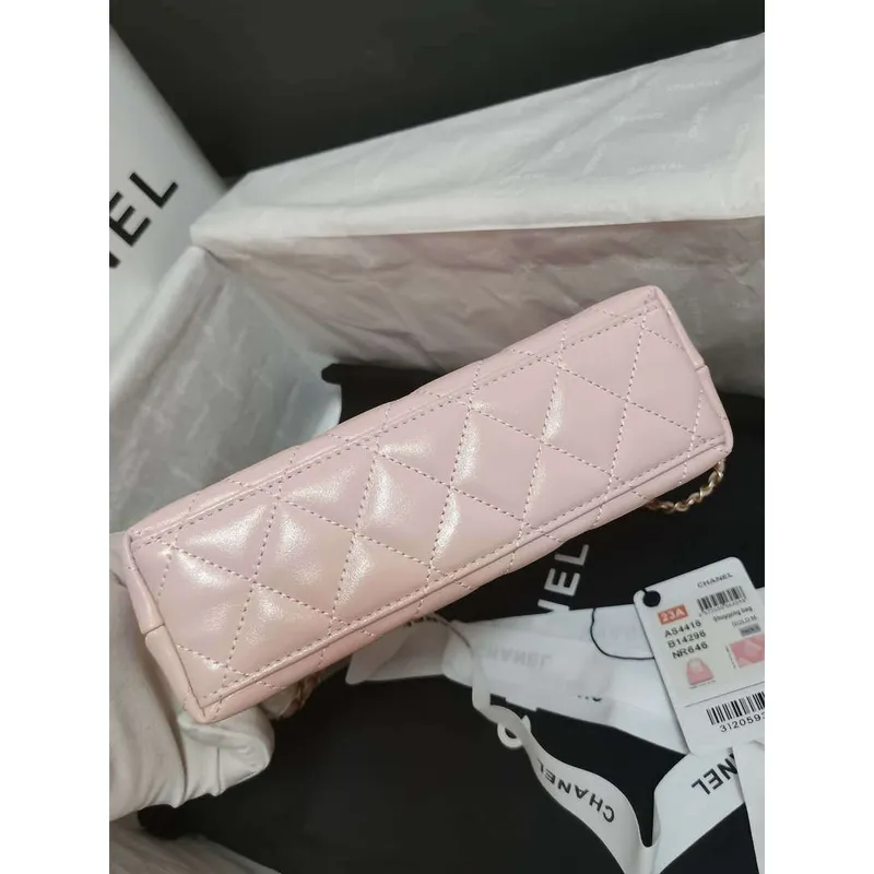 Chanel AS4416 Mini Shopping Bag shiny aged Calfskin gold tone metal Light Pink